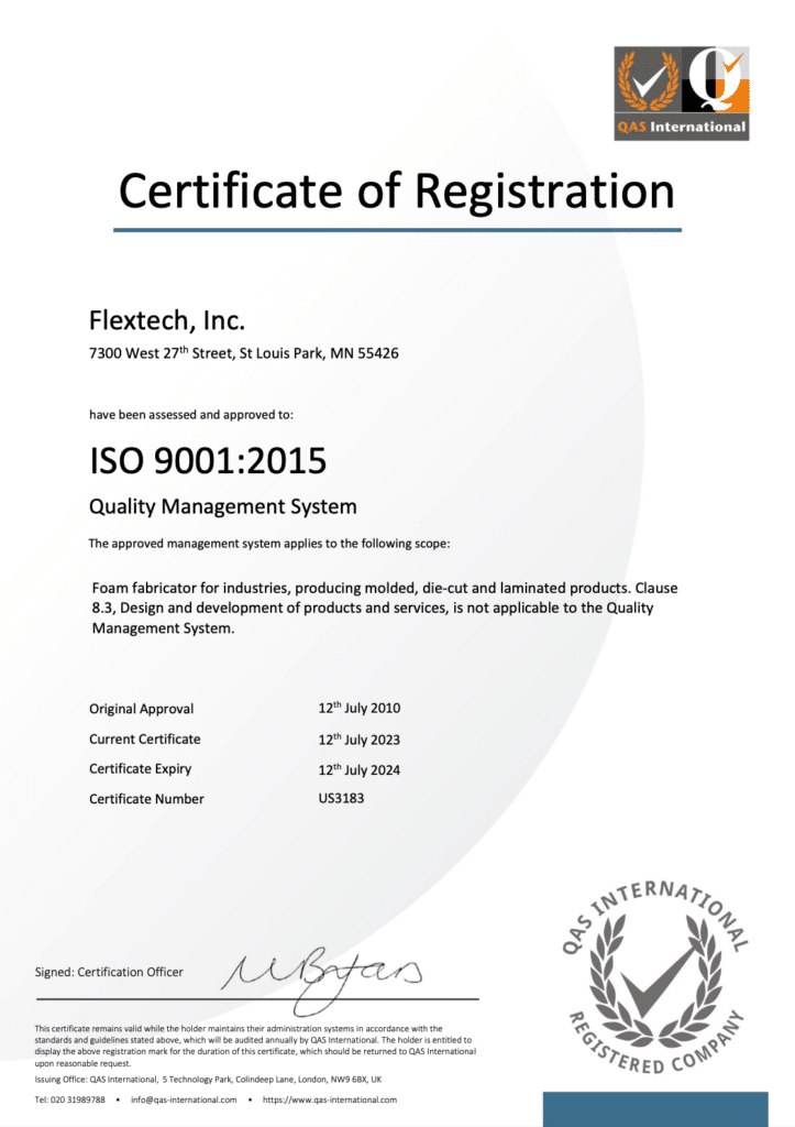 Flextech Foam QAS Form